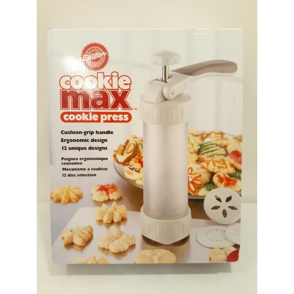 EUC Wilton Cookie Max Cookie Press 12 Design Discs Cushion Grip Handle Ergonomic